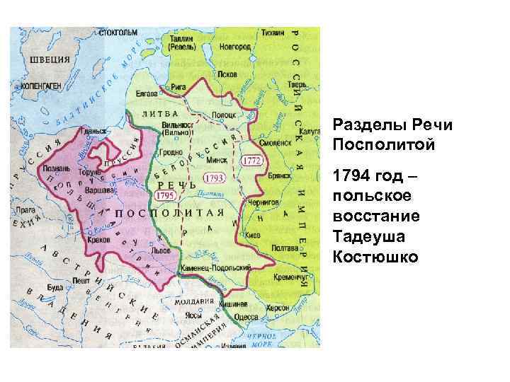 Разделы речи посполитой карта