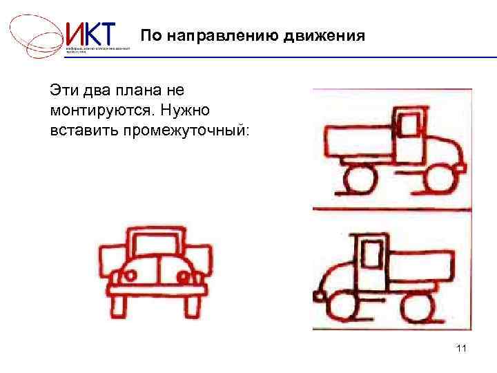  По направлению движения Эти два плана не монтируются. Нужно вставить промежуточный: 11 