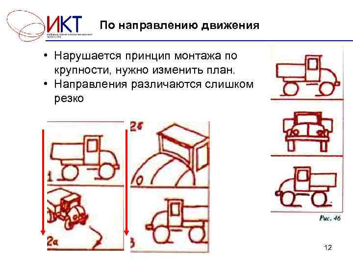  По направлению движения • Нарушается принцип монтажа по крупности, нужно изменить план. •