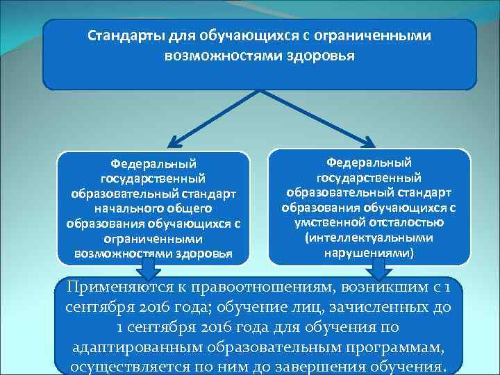  Стандарты для обучающихся с ограниченными  возможностями здоровья  Федеральный государственный образовательный стандарт