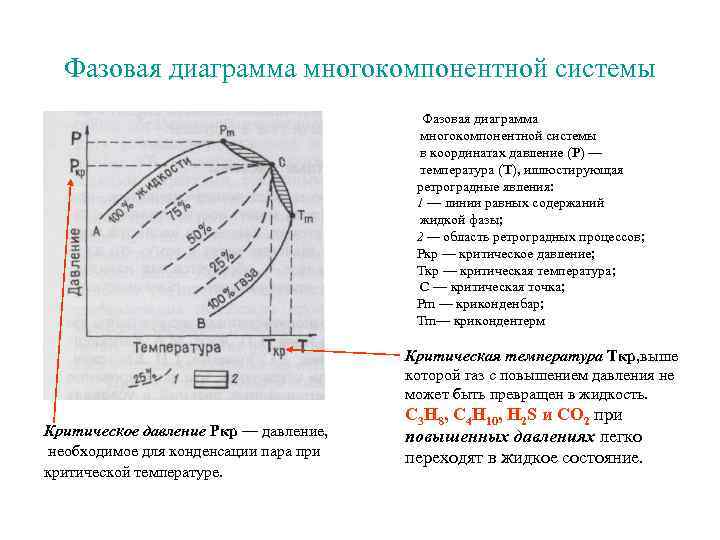  Фазовая диаграмма многокомпонентной системы Фазовая диаграмма многокомпонентной системы в координатах давление (Р) —