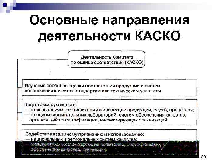 Основные направления деятельности КАСКО      20 