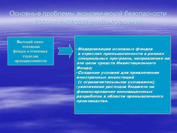 Развитие национальной системы экономической безопасности. Проблемы экономической безопасности. Обеспечение экономической безопасности РФ.