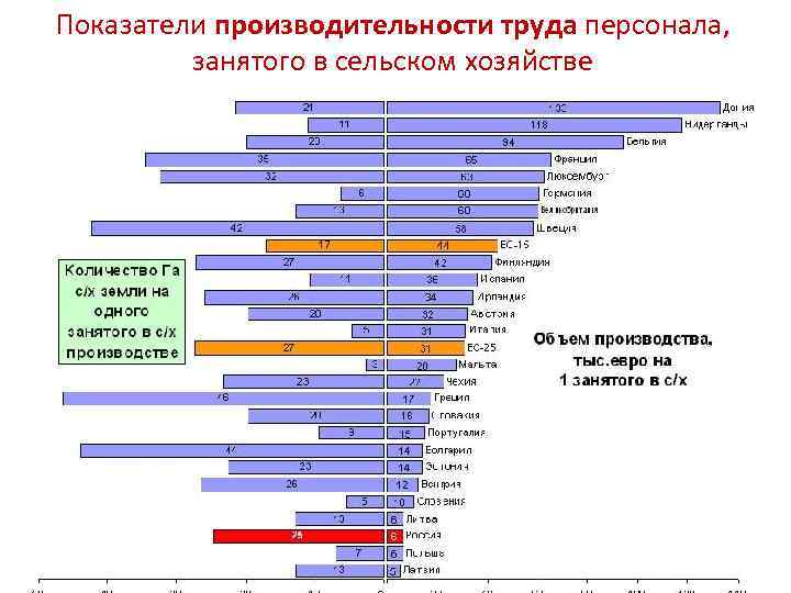 Показатели производительности труда персонала, занятого в сельском хозяйстве 