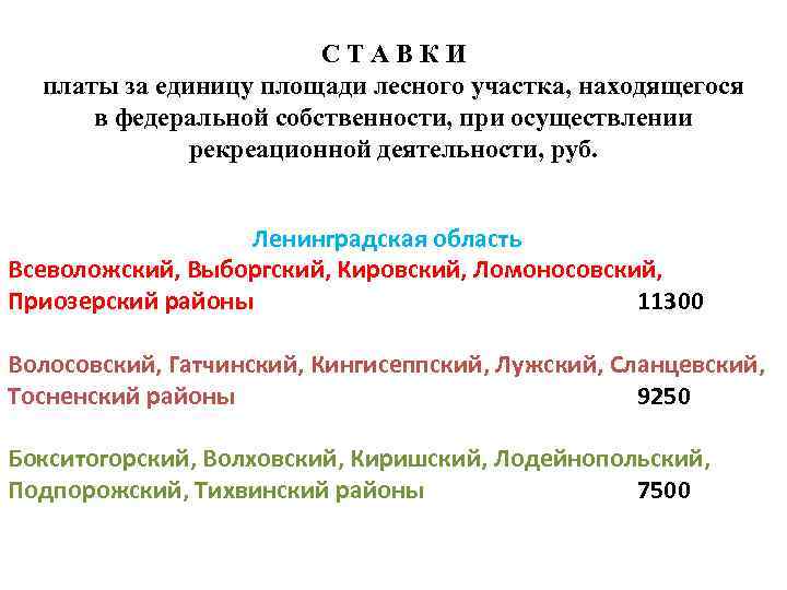      С Т А В К И платы за единицу