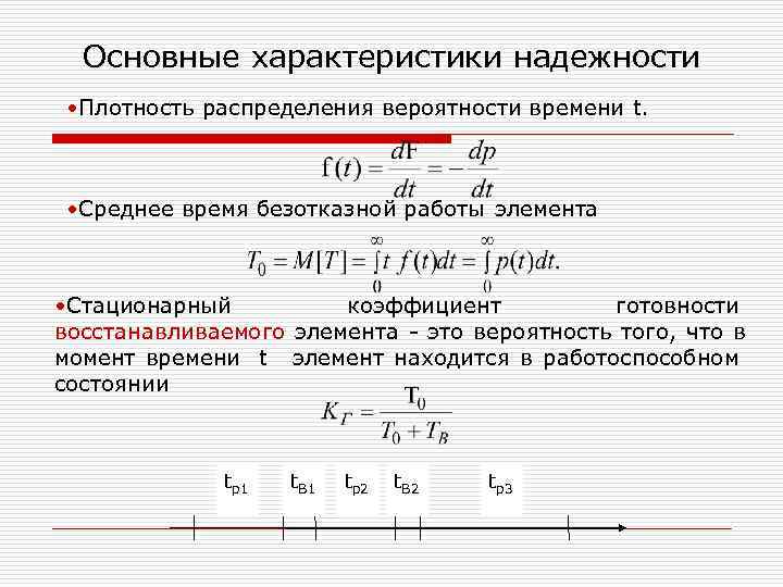 Во время вероятного. Основные параметры надежности. Основные свойства надежности. Свойства плотности распределения. Плотность распределения времени безотказной работы.