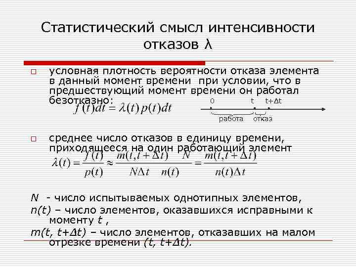 Условная плотность. Вероятность интенсивность отказа. Интенсивность отказов формула. Статистическая интенсивность отказов. Плотность и интенсивность отказов.