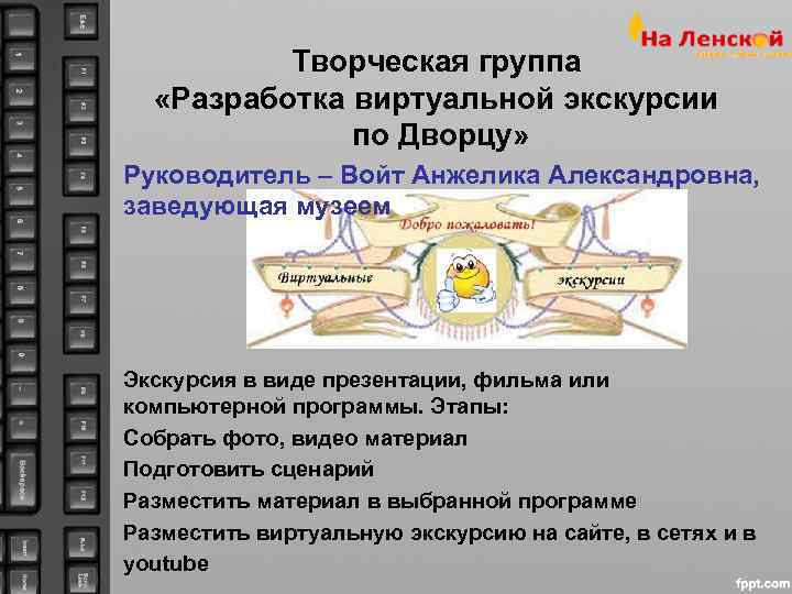    Творческая группа  «Разработка виртуальной экскурсии    по Дворцу»
