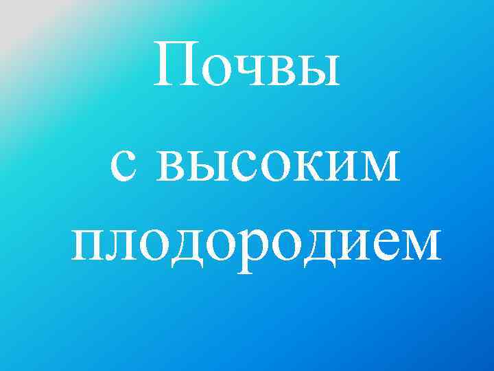   Почвы  с высоким плодородием 