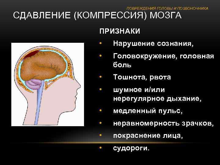 Сдавление мозга признаки. Травмы головы и позвоночника. Причины и признаки травм головы и позвоночника.