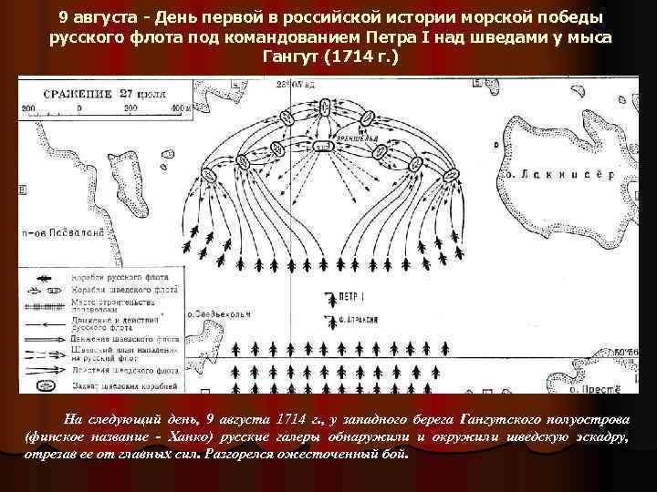   9 августа - День первой в российской истории морской победы  русского