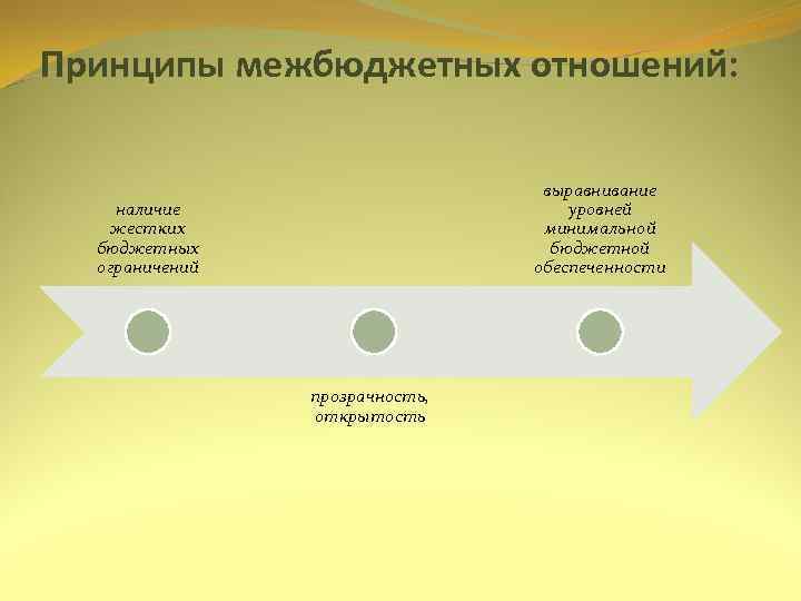 Принципы межбюджетных отношений: выравнивание наличие уровней жестких минимальной бюджетных бюджетной ограничений обеспеченности прозрачность, открытость