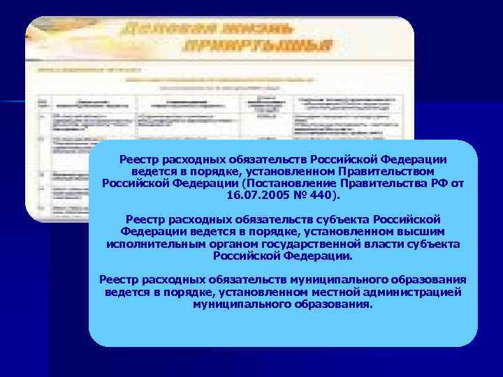   Реестр расходных обязательств Российской Федерации ведется в порядке, установленном Правительством Российской Федерации