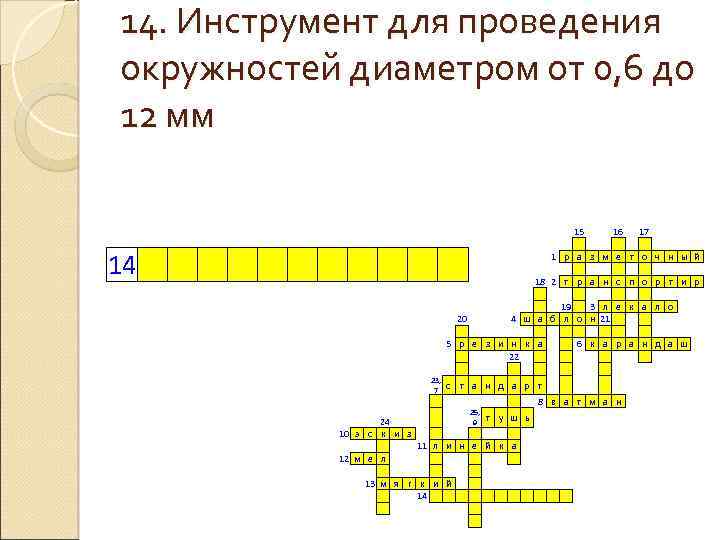 14. Инструмент для проведения окружностей диаметром от 0, 6 до 12 мм 14 15