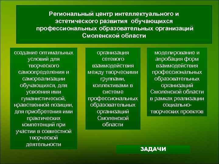  Региональный центр интеллектуального и эстетического развития обучающихся профессиональных образовательных организаций Смоленской области создание