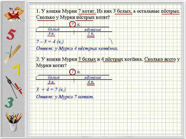 В доме жила кошка мурка схема предложения 1 класс