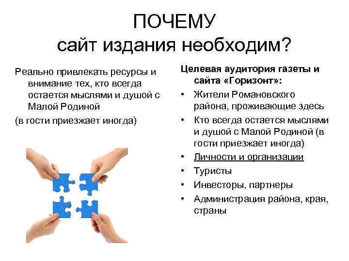     ПОЧЕМУ   сайт издания необходим? Реально привлекать ресурсы и