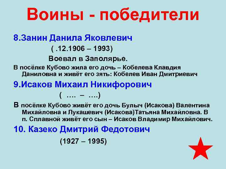   Воины - победители 8. Занин Данила Яковлевич    (. 12.