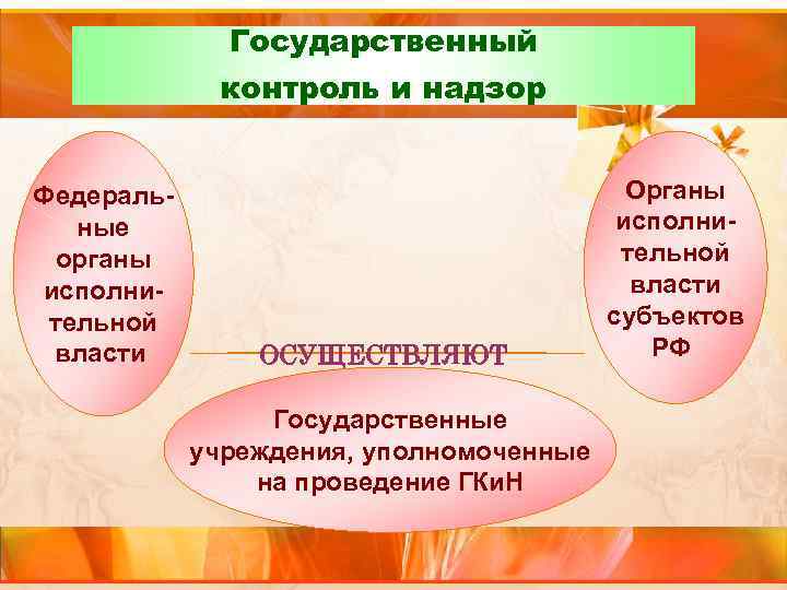  Государственный контроль и надзор Федераль- Органы ные исполни- органы тельной исполни- власти тельной