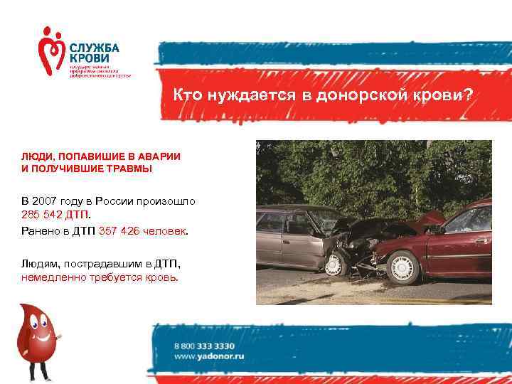      Кто нуждается в донорской крови?  ЛЮДИ, ПОПАВИШИЕ В