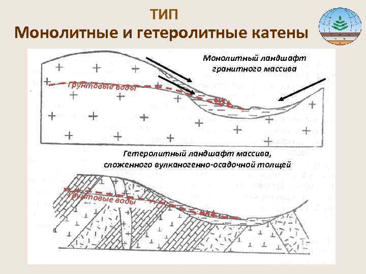  ТИП Монолитные и гетеролитные катены Монолитный ландшафт гранитного массива Грунтовые воды Гетеролитный ландшафт