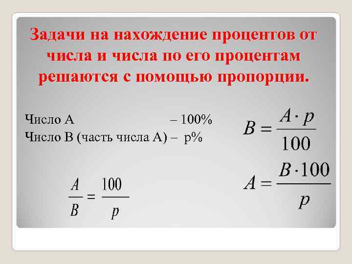  Задачи на нахождение процентов от  числа и числа по его процентам 