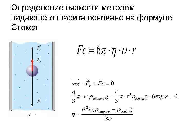 Определение вязкости методом падающего шарика основано на формуле Стокса Определение вязкости методом падающего шарика основано на формуле Стокса
