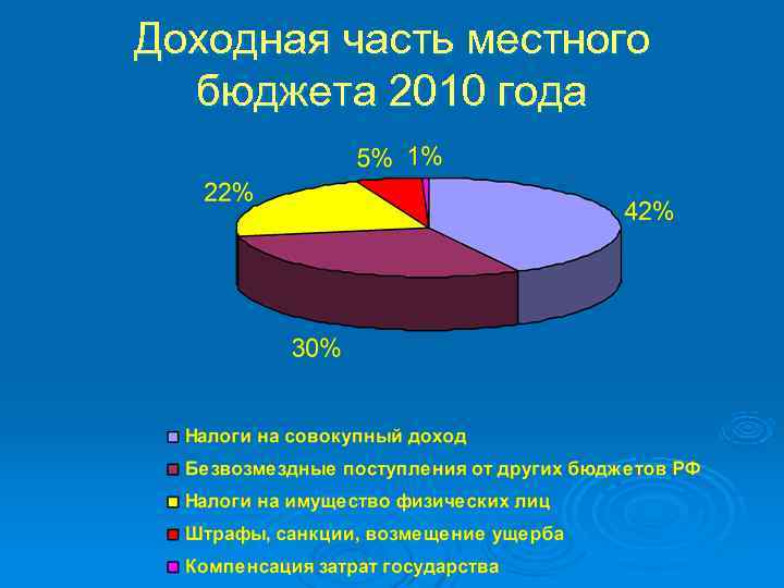 Доходная часть местного  бюджета 2010 года 