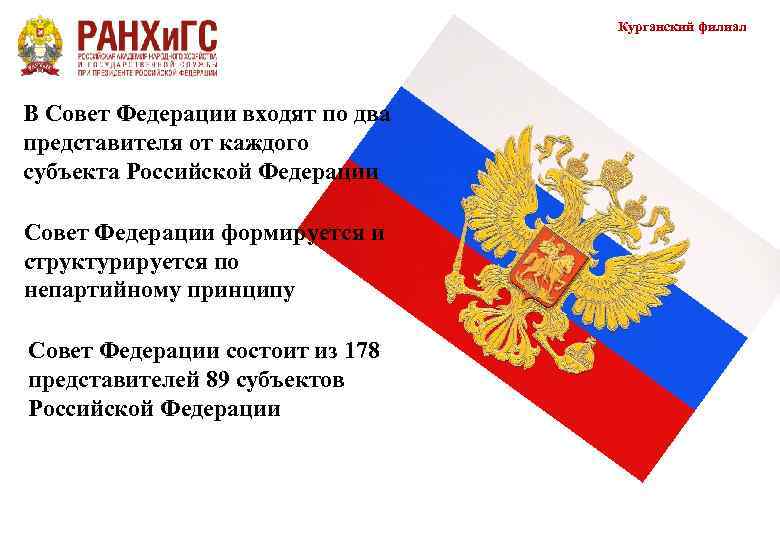       Курганский филиал В Совет Федерации входят по два
