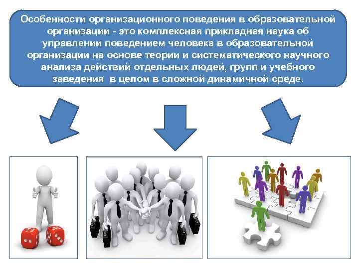 Особенности организационного поведения в образовательной организации - это комплексная прикладная наука об управлении поведением