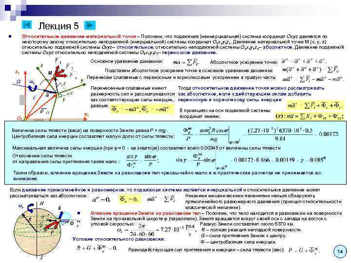    Лекция 5 n   Относительное движение материальной точки – Положим,