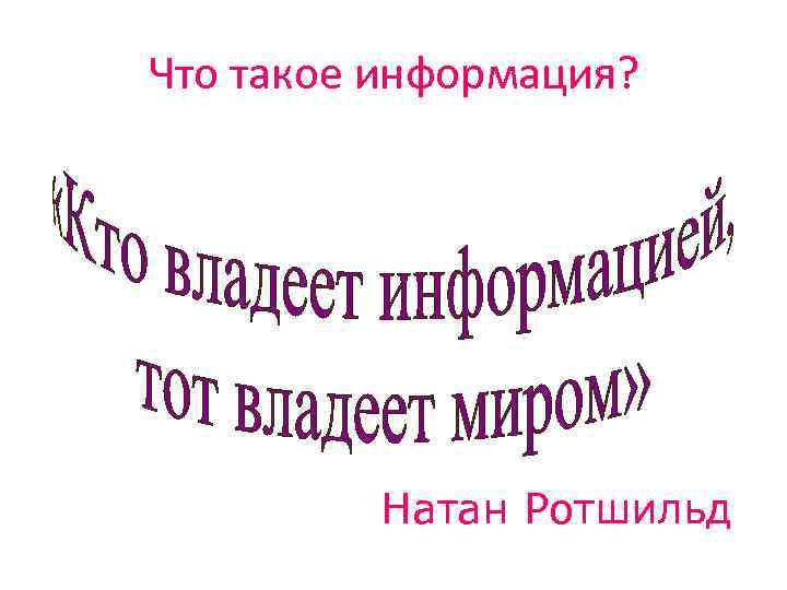 Что такое информация? Натан Ротшильд 