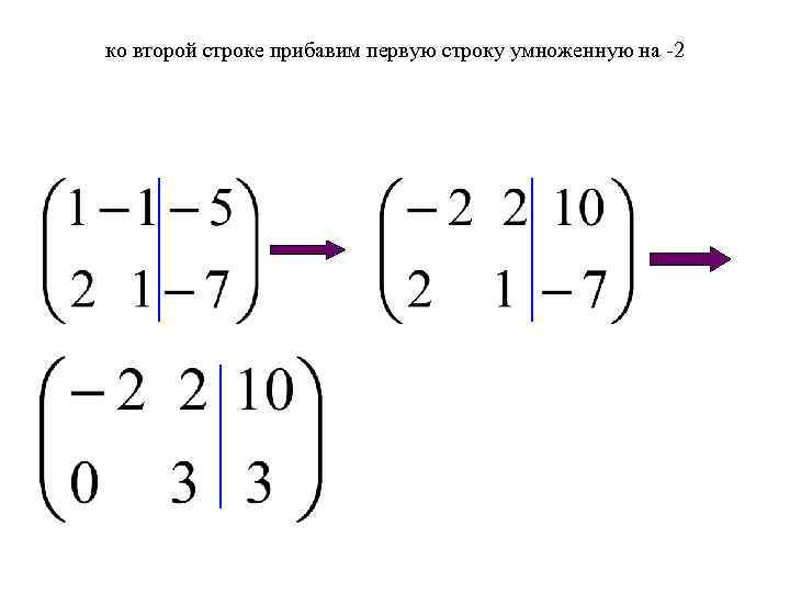 ко второй строке прибавим первую строку умноженную на -2 