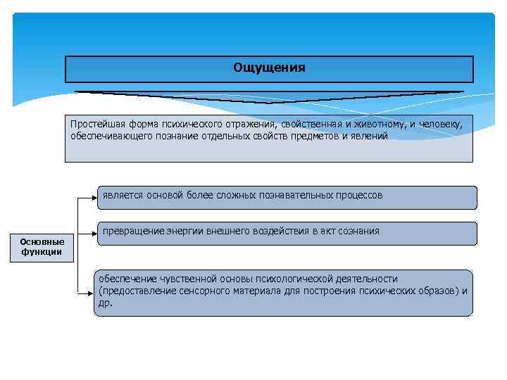     Ощущения    Простейшая форма психического отражения, свойственная и