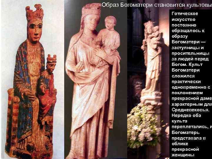 Образ Богоматери становится культовым Готическое искусство постоянно обращалось к образу Богоматери — заступницы и
