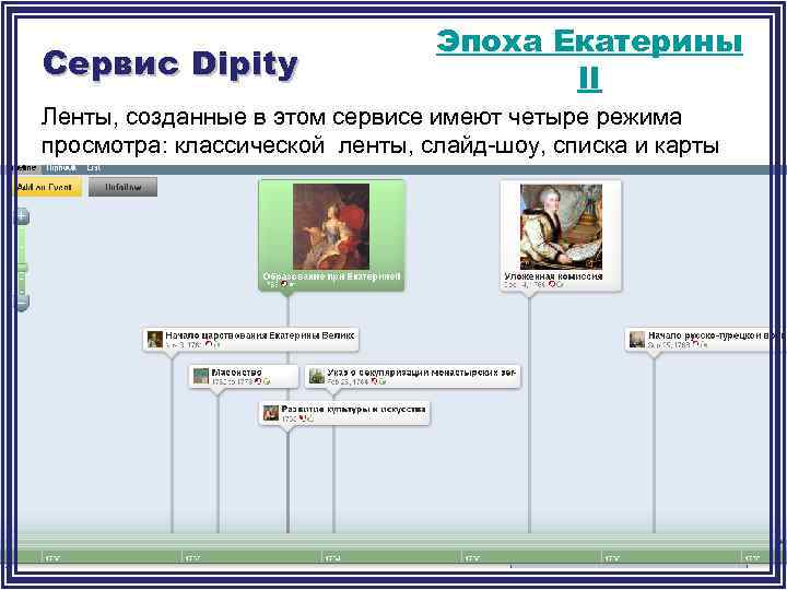       Эпоха Екатерины Сервис Dipity    
