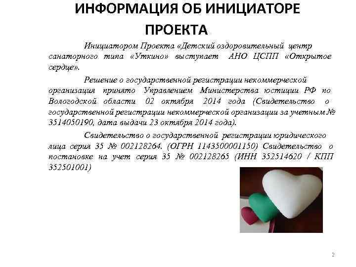   ИНФОРМАЦИЯ ОБ ИНИЦИАТОРЕ    ПРОЕКТА.  Инициатором Проекта «Детский оздоровительный
