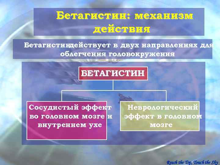   Бетагистин: механизм   действия Бетагистиндействует в двух направлениях для  