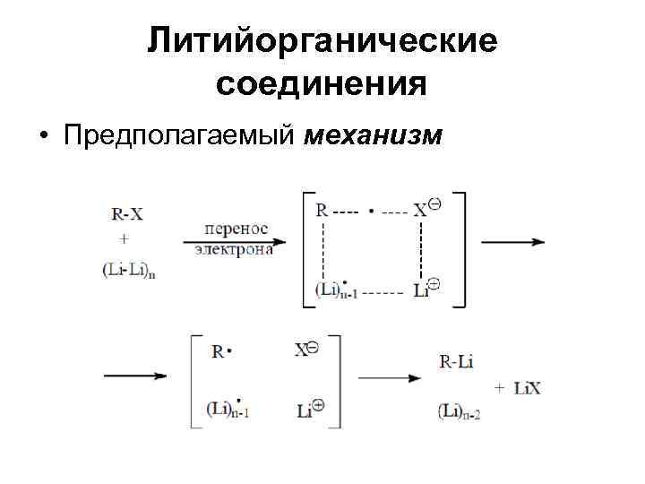  Литийорганические   соединения • Предполагаемый механизм 