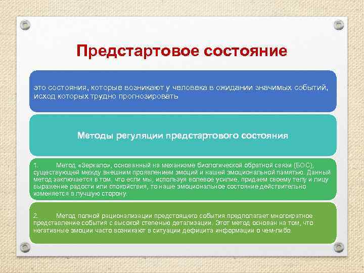    Предстартовое состояние это состояния, которые возникают у человека в ожидании значимых