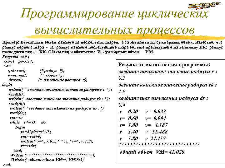 Описания вычислительных процессов. Пример циклического вычислительного процесса. Циклического вычислительного процесса с параметром. Пример циклического вычислительного процесса с параметром. Порядок программирования циклических вычислительных процессов.