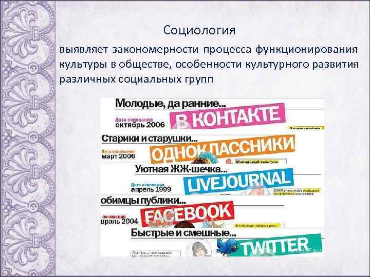  Социология выявляет закономерности процесса функционирования культуры в обществе, особенности культурного развития различных социальных