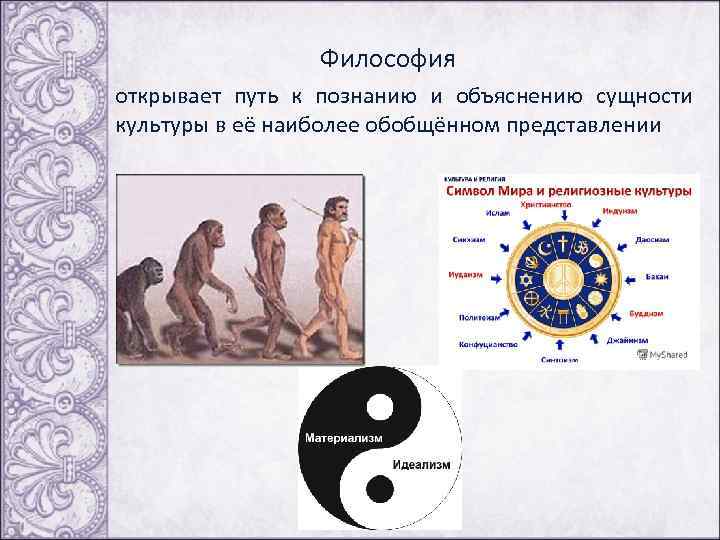  Философия открывает путь к познанию и объяснению сущности культуры в её наиболее обобщённом