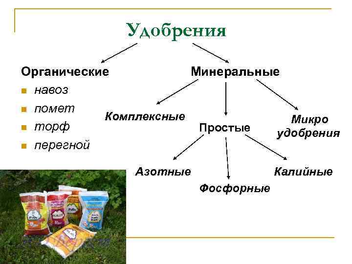  Удобрения Органические Минеральные n навоз n помет Комплексные Микро n торф Простые удобрения