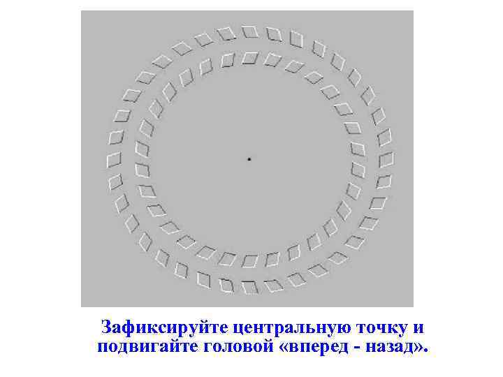 Зафиксируйте центральную точку и подвигайте головой «вперед - назад» . 