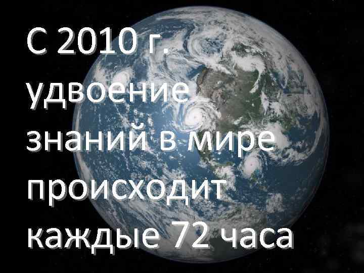 С 2010 г. удвоение знаний в мире происходит каждые 72 часа 