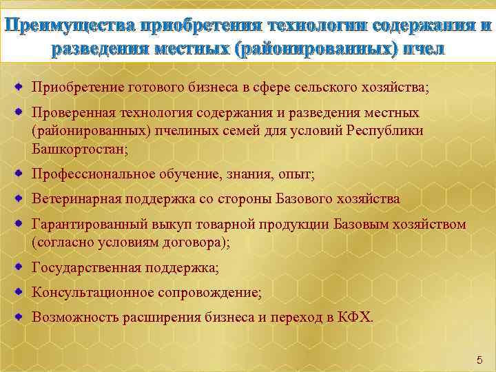 Преимущества приобретения технологии содержания и разведения местных (районированных) пчел Приобретение готового бизнеса в сфере