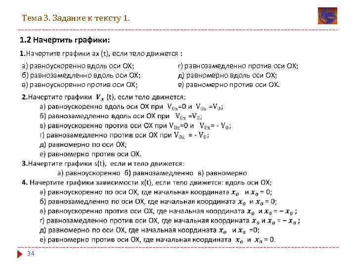 Тема 3. Задание к тексту 1. 1. 2 Начертить графики: 1. Начертите графики ax