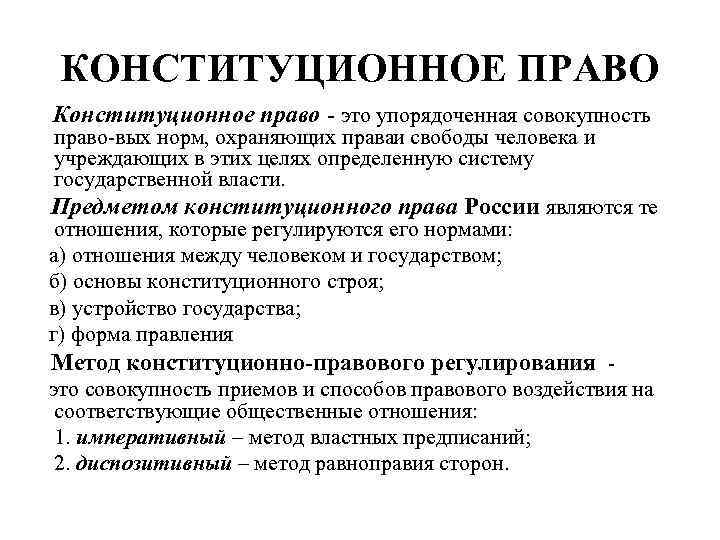 К какому праву относится конституционное право