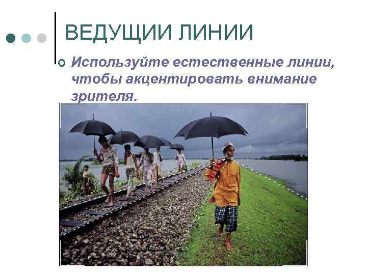 ВЕДУЩИИ ЛИНИИ ¢ Используйте естественные линии, чтобы акцентировать внимание зрителя. 